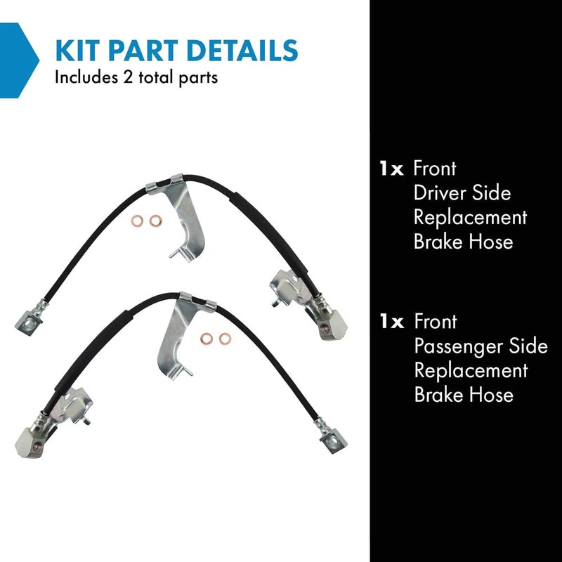 TRQ Front Brake Hose Set Compatible with 1995-2007 Ford Taurus 1996-2005 Mercury Sable - Image 2